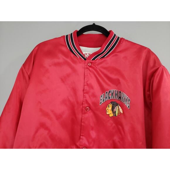 Vintage Chicago Blackhawks Locker Line Size XL Button-up Satin Jacket‎ - Picture 2 of 6